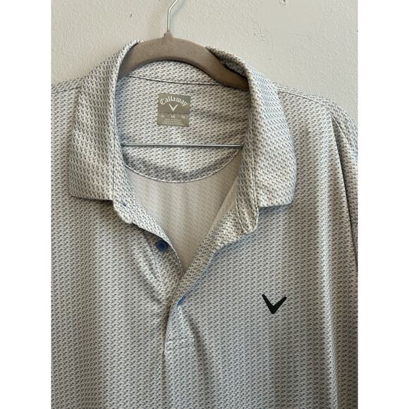 Callaway Golf Polo Shirt Mens XL All Over Print Birds Opti Dri Stretch White - Picture 4 of 9